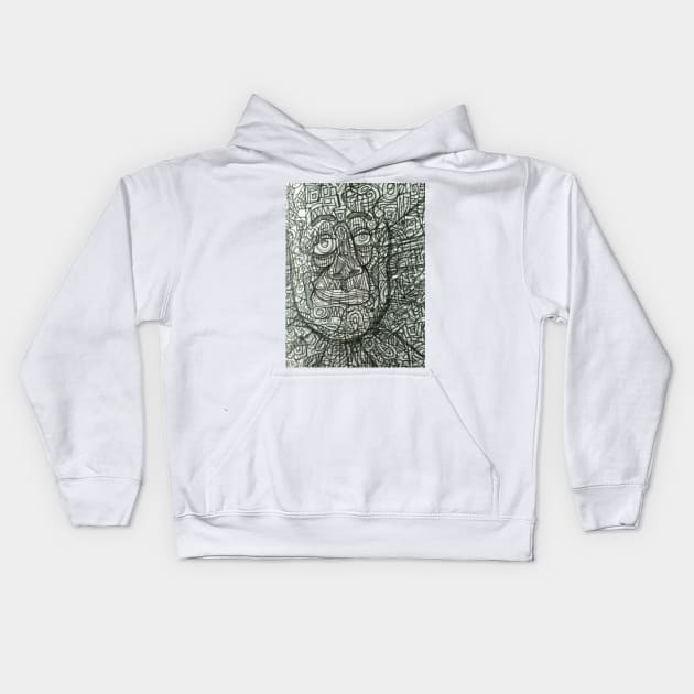 greyscale face Kids Hoodie by BondonArt